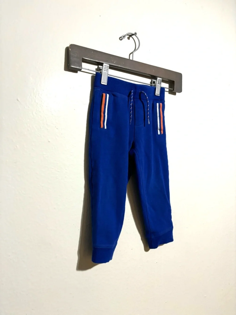 JANIE AND JACK Blue with Orange Stripe Joggers Size 2